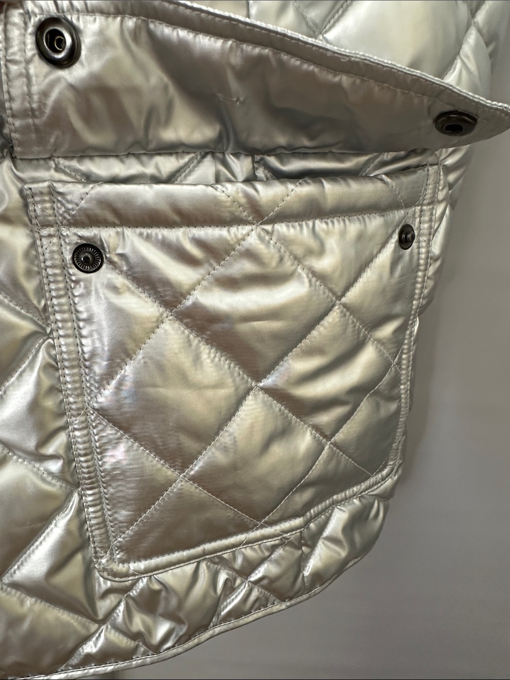 NWT Talbots Puffer Vest Silvertone Poly Down Zip Snap Closure Pockets Size 2X - Picture 7 of 9